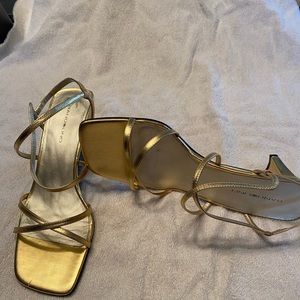 Bandolier gold leather sandals, 10M